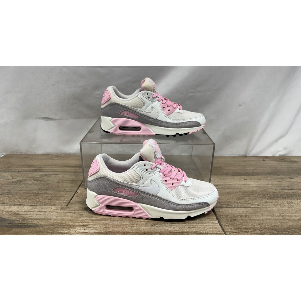 Nike Air Max 90 White Pink Grey Womens Sneakers FN0489-100 Size 6.5